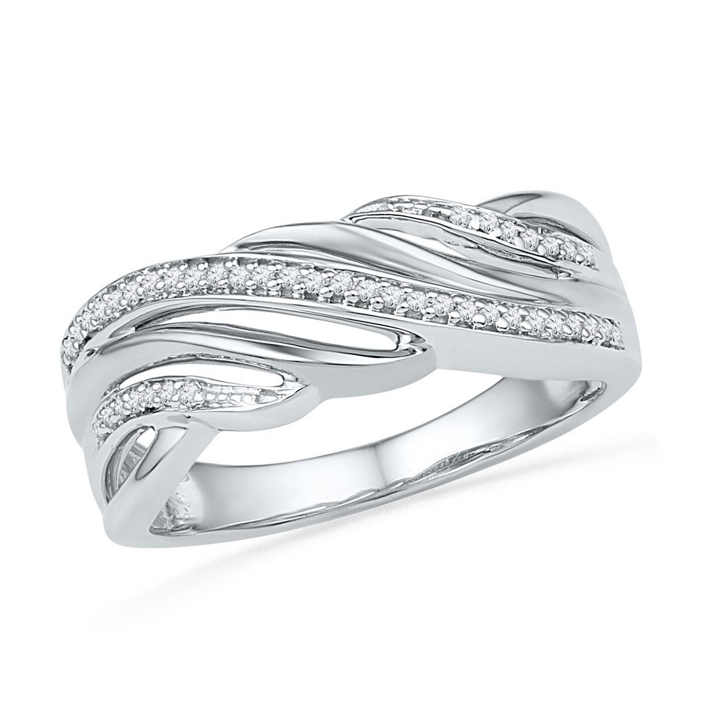 10kt Two-tone Gold Womens Round Diamond Band Ring 1/8 Cttw