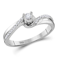 Load image into Gallery viewer, 10kt White Gold Womens Round Diamond Solitaire Bridal Wedding Engagement Ring 1/8 Cttw
