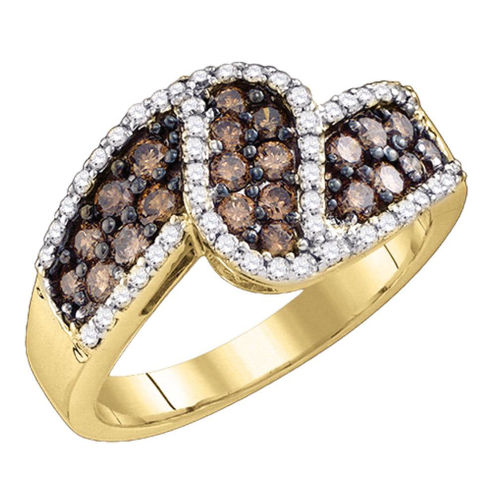 10kt Yellow Gold Womens Round Brown Diamond Band Ring 1.00 Cttw