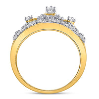 Load image into Gallery viewer, 10kt Yellow Gold Womens Round Diamond Tiara Crown Band Ring 1/5 Cttw
