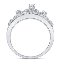 Load image into Gallery viewer, 10k White Gold Round Diamond Womens Womens Crown Tiara Cocktail Band 1/5 Cttw
