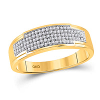 Load image into Gallery viewer, 10kt Yellow Gold His Hers Round Diamond Cluster Matching Bridal Wedding Ring Band Set 1/2 Cttw
