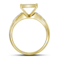 Load image into Gallery viewer, 10kt Yellow Gold His Hers Round Diamond Cluster Matching Bridal Wedding Ring Band Set 1/2 Cttw
