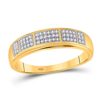 Load image into Gallery viewer, 10kt Yellow Gold His Hers Round Diamond Cluster Matching Bridal Wedding Ring Band Set 1/3 Cttw
