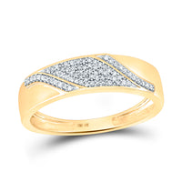 Load image into Gallery viewer, 10kt Yellow Gold His &amp; Hers Round Diamond Cluster Matching Bridal Wedding Ring Band Set 1/2 Cttw
