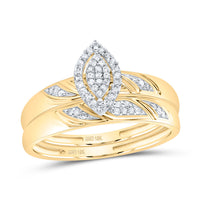Load image into Gallery viewer, 10k Yellow Gold Diamond His &amp; Hers Matching Trio Wedding Engagement Bridal Ring Set 1/4 Cttw
