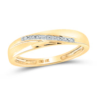 Load image into Gallery viewer, 10kt Yellow Gold His &amp; Hers Round Diamond Square Cluster Matching Bridal Wedding Ring Band Set 1/12 Cttw
