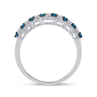 Load image into Gallery viewer, 10kt White Gold Womens Round Blue Color Enhanced Diamond Band Ring 1/4 Cttw
