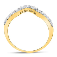 Load image into Gallery viewer, 14kt Yellow Gold Womens Round Diamond Curved Wedding Enhancer Band Ring 1/4 Cttw
