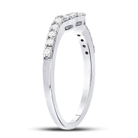 Load image into Gallery viewer, 14kt White Gold Womens Round Diamond Curved Wedding Band Ring 1/4 Cttw
