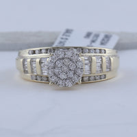 Load image into Gallery viewer, 10kt Yellow Gold Womens Round Diamond Cluster Bridal Wedding Engagement Ring 1/2 Cttw
