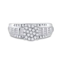Load image into Gallery viewer, 10kt White Gold Womens Round Diamond Cluster Bridal Wedding Engagement Ring 1/2 Cttw
