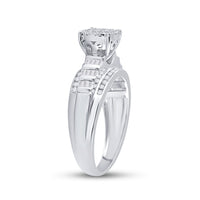 Load image into Gallery viewer, 10kt White Gold Womens Round Diamond Cluster Bridal Wedding Engagement Ring 1/2 Cttw
