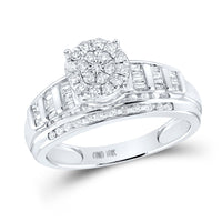 Load image into Gallery viewer, 10kt White Gold Womens Round Diamond Cluster Bridal Wedding Engagement Ring 1/2 Cttw Size 8
