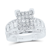 Load image into Gallery viewer, 10kt White Gold Womens Round Diamond Cinderella Cluster Bridal Wedding Engagement Ring 1.00 Cttw
