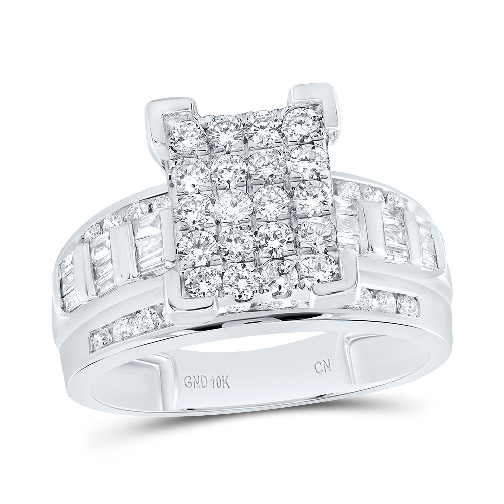 10kt White Gold Womens Round Diamond Cinderella Cluster Bridal Wedding Engagement Ring 1.00 Cttw