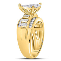 Load image into Gallery viewer, 10kt Yellow Gold Womens Round Diamond Heart Cluster Bridal Wedding Engagement Ring 1.00 Cttw
