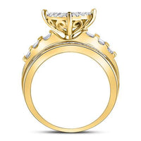 Load image into Gallery viewer, 10kt Yellow Gold Womens Round Diamond Heart Cluster Bridal Wedding Engagement Ring 1.00 Cttw
