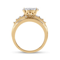 Load image into Gallery viewer, 10kt Yellow Gold Womens Round Diamond Cindys Dream Cluster Bridal Wedding Engagement Ring 1.00 Cttw
