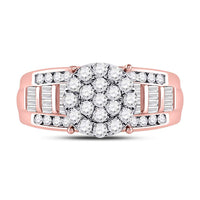 Load image into Gallery viewer, 10kt Rose Gold Womens Round Diamond Cluster Bridal Wedding Engagement Ring 1.00 Cttw
