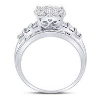 Load image into Gallery viewer, 10kt White Gold Womens Round Diamond Cindys Dream Cluster Bridal Wedding Engagement Ring 1.00 Cttw
