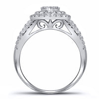 Load image into Gallery viewer, 14kt White Gold Womens Round Diamond Cluster Double Halo Ring 1.00 Cttw
