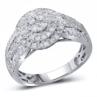 Load image into Gallery viewer, 14kt White Gold Womens Round Diamond Cluster Double Halo Ring 1.00 Cttw
