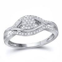 Load image into Gallery viewer, 14kt White Gold Womens Round Diamond Cluster Ring 1/5 Cttw
