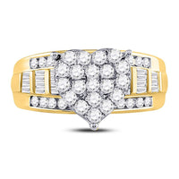 Load image into Gallery viewer, 10kt Yellow Gold Womens Round Diamond Heart Cluster Bridal Wedding Engagement Ring 1.00 Cttw
