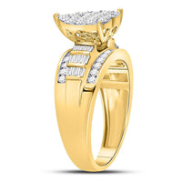 Load image into Gallery viewer, 10kt Yellow Gold Womens Round Diamond Heart Cluster Bridal Wedding Engagement Ring 1.00 Cttw
