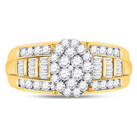 Load image into Gallery viewer, 10kt Yellow Gold Womens Diamond Oval Cluster Bridal Wedding Engagement Ring 1.00 Cttw
