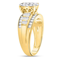 Load image into Gallery viewer, 10kt Yellow Gold Womens Diamond Oval Cluster Bridal Wedding Engagement Ring 1.00 Cttw
