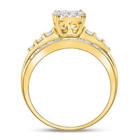 Load image into Gallery viewer, 10kt Yellow Gold Womens Diamond Oval Cluster Bridal Wedding Engagement Ring 1.00 Cttw
