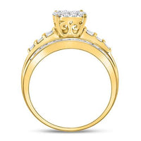 Load image into Gallery viewer, 10kt Yellow Gold Womens Diamond Oval Cluster Bridal Wedding Engagement Ring 1.00 Cttw
