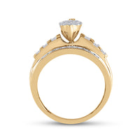 Load image into Gallery viewer, 10kt Yellow Gold Womens Round Diamond Oval Cluster Bridal Wedding Engagement Ring 1/2 Cttw

