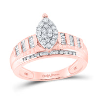 Load image into Gallery viewer, 10kt Rose Gold Womens Diamond Marquise-shape Cluster Bridal Wedding Engagement Ring 1/2 Cttw
