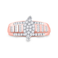 Load image into Gallery viewer, 10kt Rose Gold Womens Diamond Marquise-shape Cluster Bridal Wedding Engagement Ring 1/2 Cttw
