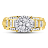 Load image into Gallery viewer, 10kt Yellow Gold Womens Round Diamond Cluster Bridal Wedding Engagement Ring 1/2 Cttw
