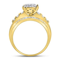 Load image into Gallery viewer, 10kt Yellow Gold Womens Round Diamond Cluster Bridal Wedding Engagement Ring 1/2 Cttw
