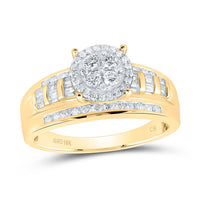 Load image into Gallery viewer, 10kt Yellow Gold Womens Round Diamond Cluster Bridal Wedding Engagement Ring 1/2 Cttw
