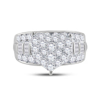 Load image into Gallery viewer, 10kt White Gold Womens Round Diamond Heart Cluster Bridal Wedding Engagement Ring 2.00 Cttw
