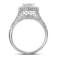 Load image into Gallery viewer, 10kt White Gold Womens Cluster Bridal Wedding Engagement Ring 1.00 Cttw
