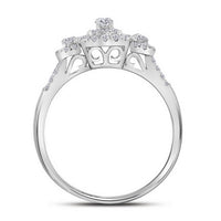 Load image into Gallery viewer, 10kt White Gold Womens Round Diamond Cluster Bridal Wedding Engagement Ring 1/2 Cttw
