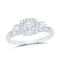 Load image into Gallery viewer, 10kt White Gold Womens Round Diamond Cluster Bridal Wedding Engagement Ring 1/2 Cttw
