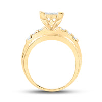 Load image into Gallery viewer, 10kt Yellow Gold Womens Round Diamond Rectangle Cluster Bridal Wedding Engagement Ring 7/8 Cttw - Size 8.5
