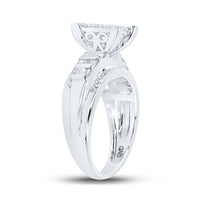Load image into Gallery viewer, 10kt White Gold Womens Round Diamond Rectangle Cluster Bridal Wedding Engagement Ring 7/8 Cttw - Size 10
