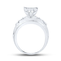 Load image into Gallery viewer, 10kt White Gold Womens Round Diamond Rectangle Cluster Bridal Wedding Engagement Ring 7/8 Cttw - Size 9
