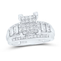 Load image into Gallery viewer, 10kt White Gold Womens Round Diamond Rectangle Cluster Bridal Wedding Engagement Ring 7/8 Cttw - Size 9
