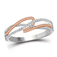 Load image into Gallery viewer, 10kt White Gold Womens Round Diamond Rope Fashion Band Ring 1/6 Cttw

