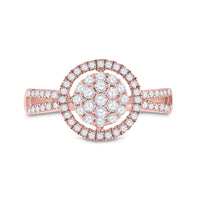 Load image into Gallery viewer, 10kt Rose Gold Womens Round Diamond Concentric Circle Cluster Split-shank Ring 1/2 Cttw
